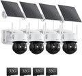 ZOSI C291 4 x 2.5K 4MP Wireless Battery Security Camera Outdoor, Solar Powered Pan/Tilt Camera, 360 View, Human Detect, Auto Track, Color Night Vision, 2-Way Talk, Light Siren Alarm, 32GB Memory Card