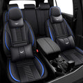 5 Car Seat Covers for Dodge Dart 2000-2025,Waterproof Seat Covers Full Set with Storage Pockets,Easy to Install Cover Set with Airbag,Auto Vehicle Cushion with Pillows(Luxury,Blue,Black)