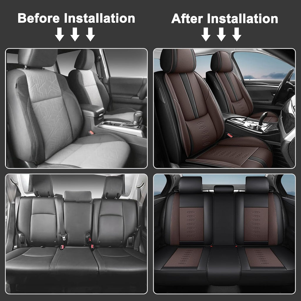 Car Seat Covers 5 Seats Fit for Mazda CX-90 2024 2025,Waterproof Leather Seat Covers,Airbag Compatible,Car Seat Protectors Interior Sets(Full Set,Black&Brown)