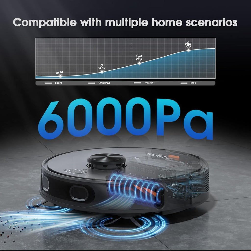 SHELIKI Robot Vacuum and Mop Combo, 3-in-1 Robotic Vacuums Cleaner with 70-Day Self-Emptying Base, LiDAR Navigation Smart Mapping & Strong 6000Pa Suction, for Pet Hair, Hard Floor, Carpet