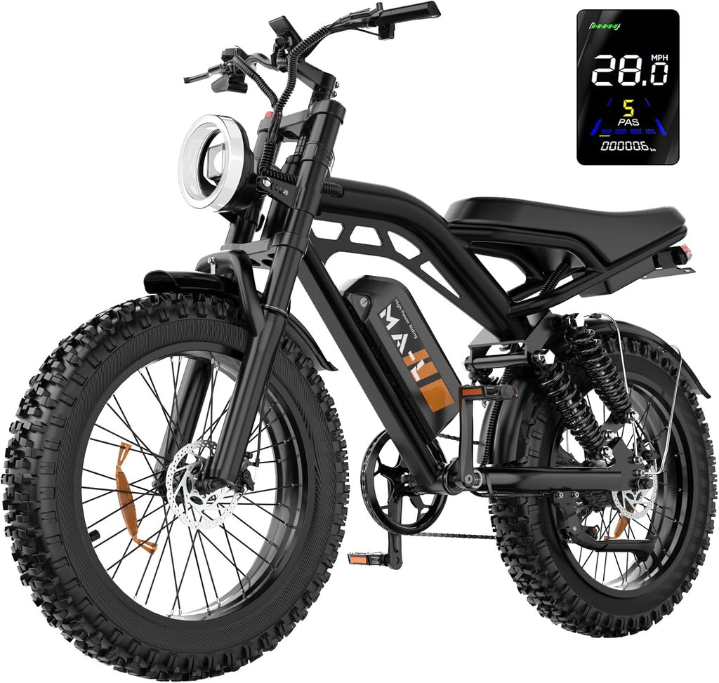 HiKeep Electric Bike for Adults - 20 x 4 Inch Fat Tire Ebike, 750W/Peak 1500W Motor Ebike, 48V15.6AH, 4 Riding Modes Electric Dirt Bike, 7 Speed Electric Motorcycle, Safety Tested to UL 2849