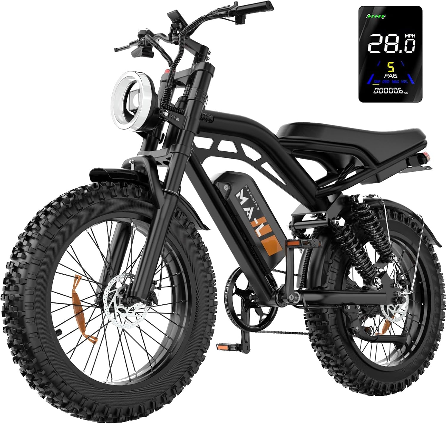 HiKeep Electric Bike for Adults - 20 x 4 Inch Fat Tire Ebike, 750W/Peak 1500W Motor Ebike, 48V15.6AH, 4 Riding Modes Electric Dirt Bike, 7 Speed Electric Motorcycle, Safety Tested to UL 2849
