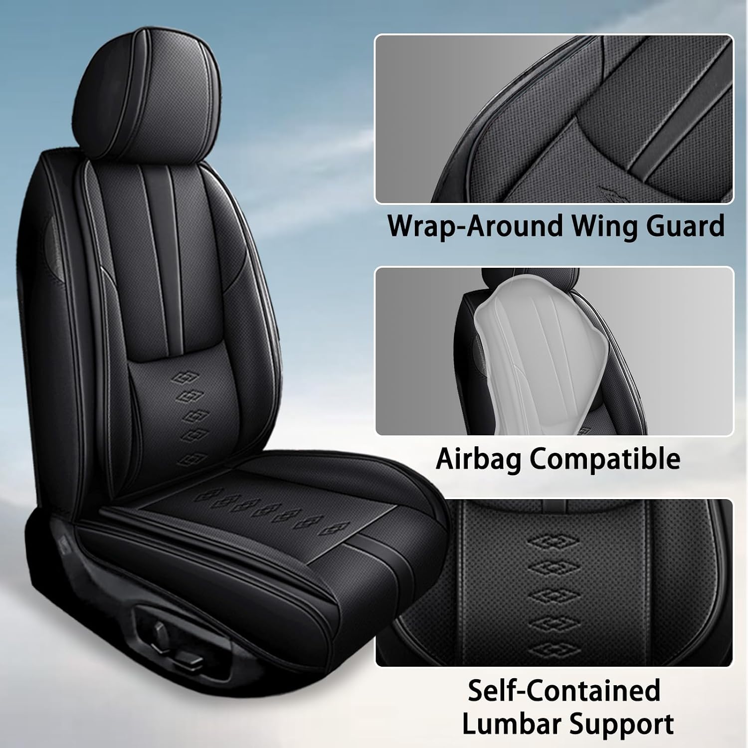 Car Seat Covers 2 Seats Fit for Mazda CX-90 2024 2025,Waterproof Leather Seat Covers,Airbag Compatible,Car Seat Protectors Interior Sets(Front Set,Black)
