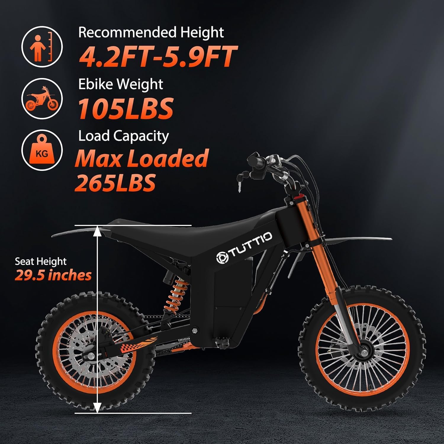 Tuttio Soleil01 Electric-Dirt-Bike for Teens Adults, 14'/12' Fat Tire Peak 3000W Electric-Motorcycle with 48V 21AH Battery Ebike 37MPH Hydraulic Brakes Mountain Off-Road EBike