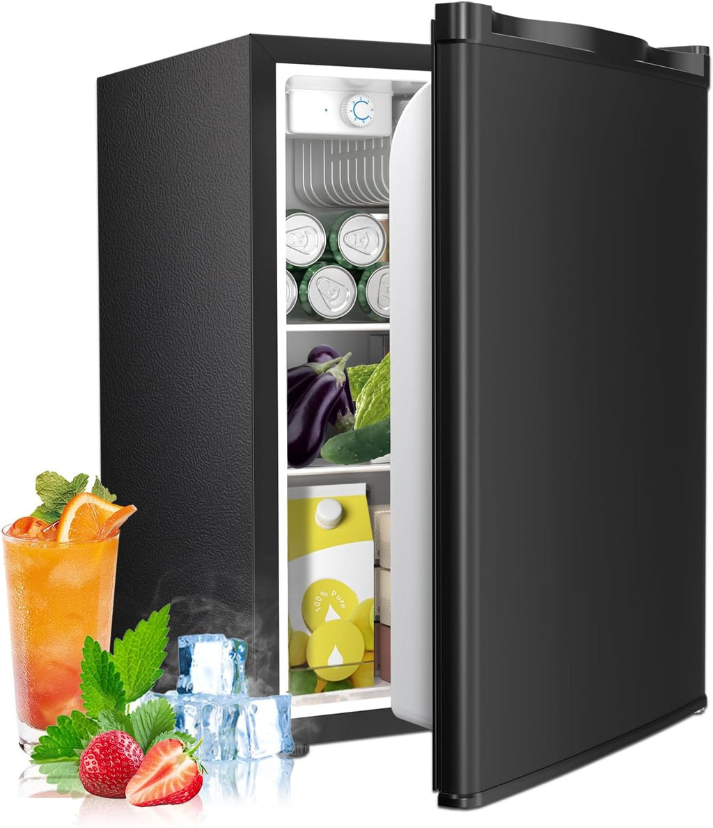 Electactic 2.56 Cu.ft Compact Refrigerator with Reversible Single Door, BLACK
