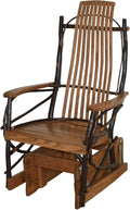 Amish-Made Large Walnut-Stained Oak and Hickory Glider Rocking Chair