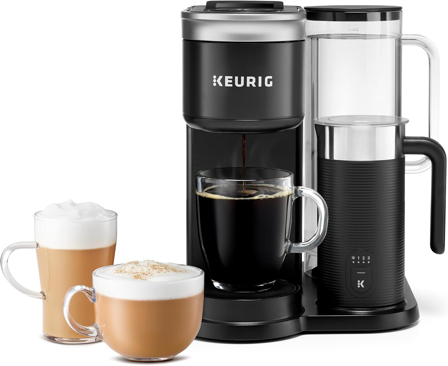 Keurig K- Slim Single Serve K-Cup Pod Coffee Maker, Multistream Technology, Black & K-Cafe SMART Single Serve K-Cup Pod Coffee, Latte and Cappuccino Maker, Black