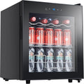 Beverage Refrigerator, 1.6 Cu.ft Mini Fridge w/ 120 Can Capacity, Small Cooler for Home - Freestanding, Glass Door Black