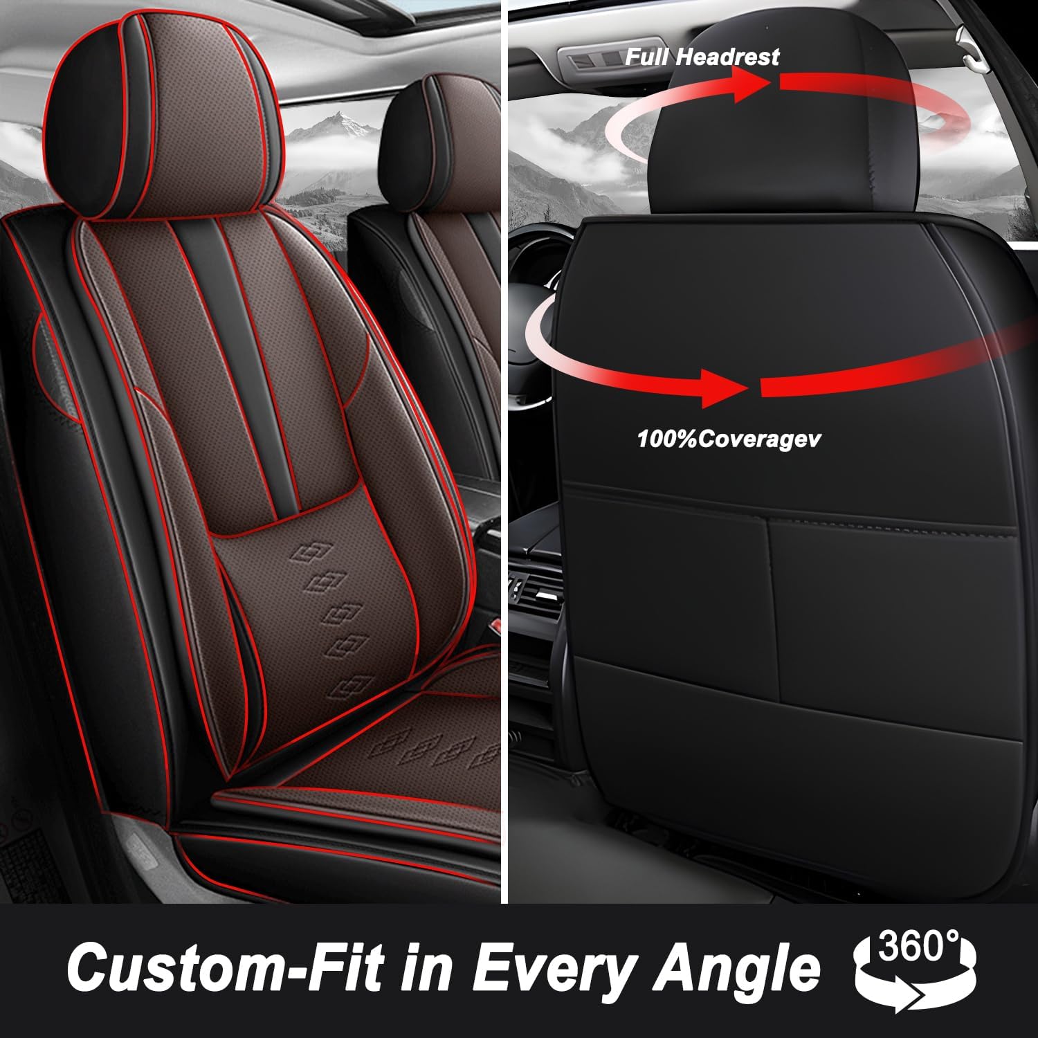 Car Seat Covers 5 Seats Fit for Mazda CX-90 2024 2025,Waterproof Leather Seat Covers,Airbag Compatible,Car Seat Protectors Interior Sets(Full Set,Black&Brown)