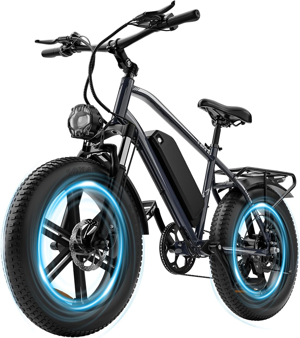 Hipatoo Electric Bike for Adults, 48V-13AH Removable Battery, 38 Miles Range Electric Bicycle with 20 Inch Fat Tire E-Bike for Commuting Ebike