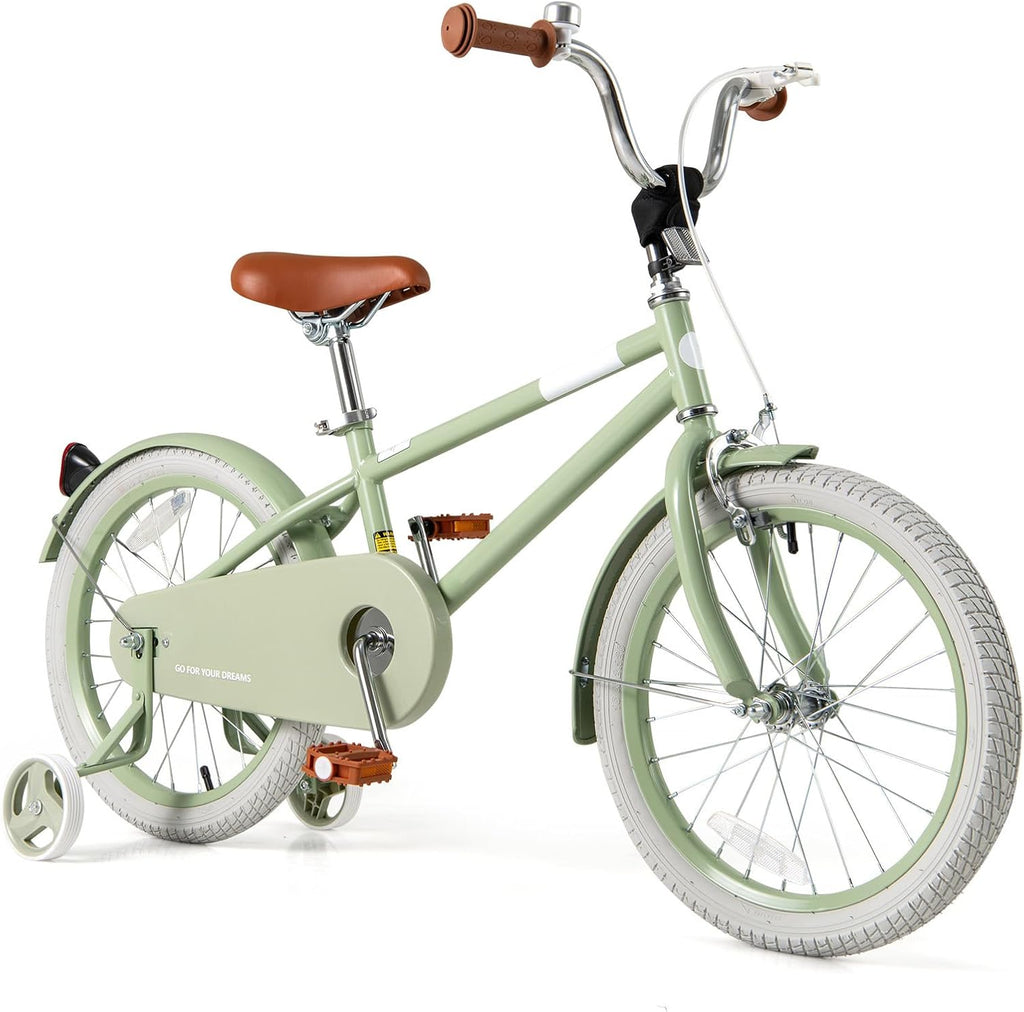BABY JOY Colorful Macarons Kids Bike, 12 14 16 18 Inch Sporty Children's Bicycle with Training Wheels, Adjustable Handlebar & Saddle, Handbrake & Coaster Brake, Boys Girls Bike for 3-8 Years Old