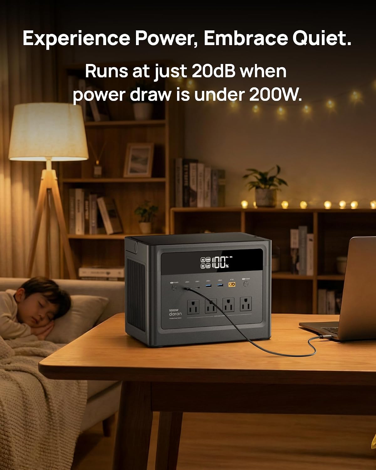 2026 Portable Power Station 1000W (Surge 2000W), 576Wh LiFePO4 Battery Solar Generator, Power Bank 110V Pure Sine Wave AC Outlet with PD 100W USB-C Fast Charging for Home Use, Hurricane Emergency, RVs