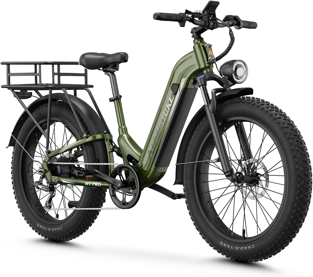 Aipas M1 Pro Electric Bike, 1800W Peak Motor Electric Bike for Adults, 26'' x 4.0'' Fat Tire Ebike, 48V 17.5Ah Electric Mountain Bike, 36MPH, 85 Miles Electric Bicycle, 7 Speed, 110NM with Rear Basket