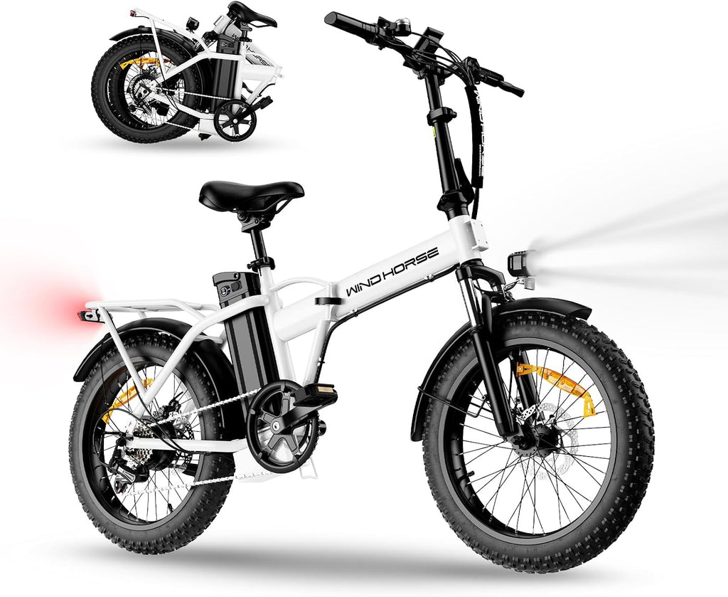 WINDHORSE 16'/ 20' Folding Electric Bike for Adults, 630W/ 983W Peak Electric Bicycle, 20MPH, 20-35/40-70 Miles Range, 288Wh/ 748.8Wh Removable Battery, UL Certified Commuter Ebike
