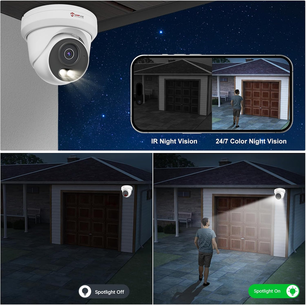 Anpviz 4K 16CH PoE Security Camera System, 12pcs Wired 8MP PoE IP Cameras Outdoor with Human Vehicle Detection, Smart Color Night Vision, 8MP/4K 16 Channel NVR with 4TB HDD for Businesses (U Series)