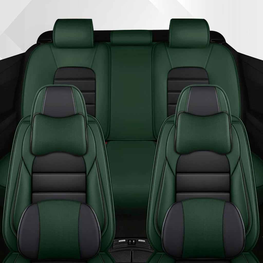 Car Seat Cover Fit for Rivian R1T 2022-2025,Compatible Airbag Non-Slip Waterproof Seat Cover,Car Seat Protector Premium Interior (Luxury 5 Seats,Black Green)
