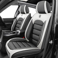 Car Seat Covers for CRV,for Honda CRV 2007-2024 2025,Waterproof Leather Seat Covers,Compatible Airbag,Front Set Comfort Car Seat Protectors for Most Cars(Gray&White)