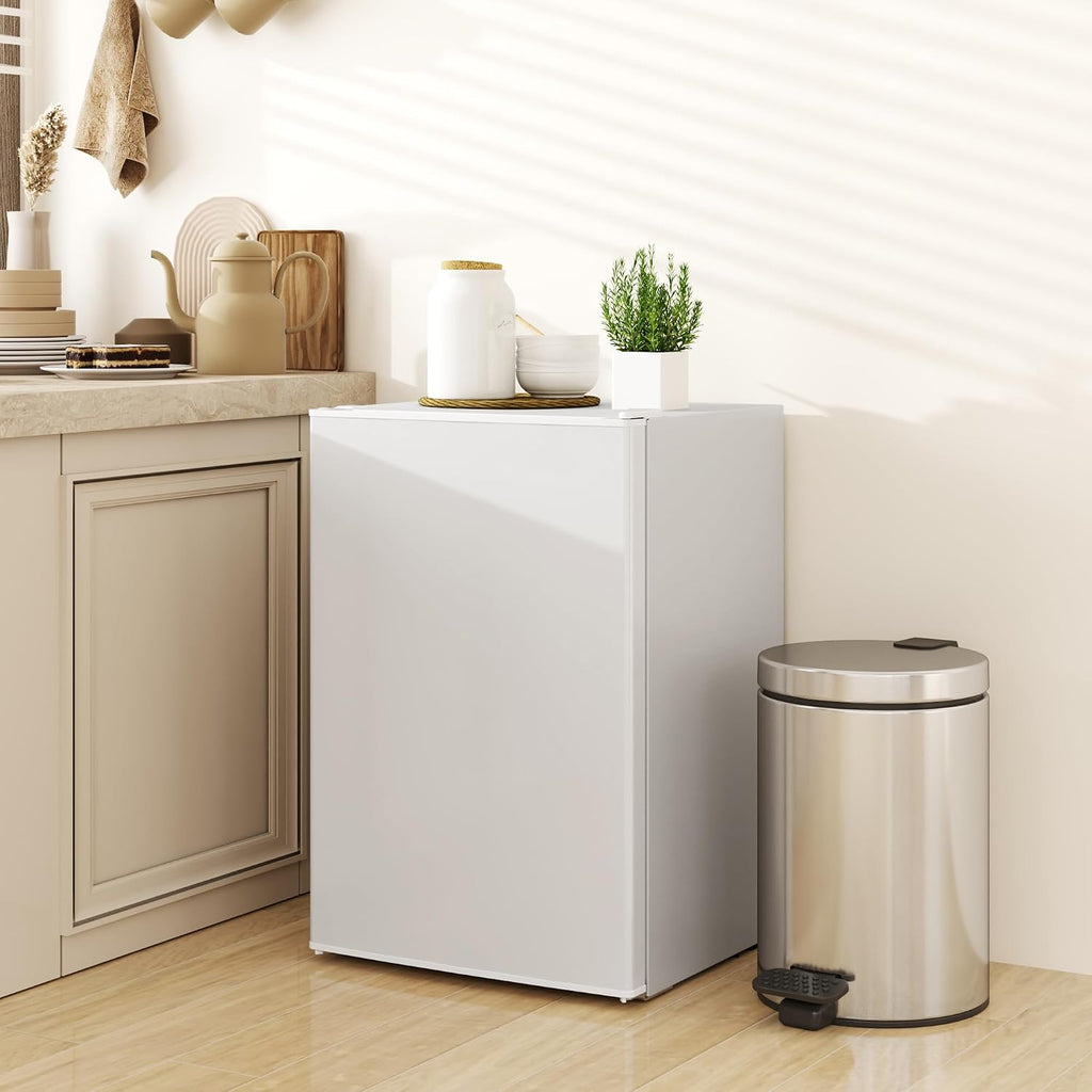 HOMCOM 2.5 Cu.Ft Mini Fridge with Freezer, Single Door Small Refrigerator with Adjustable Thermostat Energy-efficient Low Noise, Mini Refrigerator for Bedroom, Dorm, Office, White