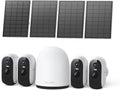 WUUK Solar Security Cameras Wireless Outdoor, Home Surveillance System, 2K, No Monthly Fee, Motion Alert, Night Vision, 2.4/5 GHz WiFi, 32G Local Storage, Compatible with Alexa & Google, 4-Camera Kit