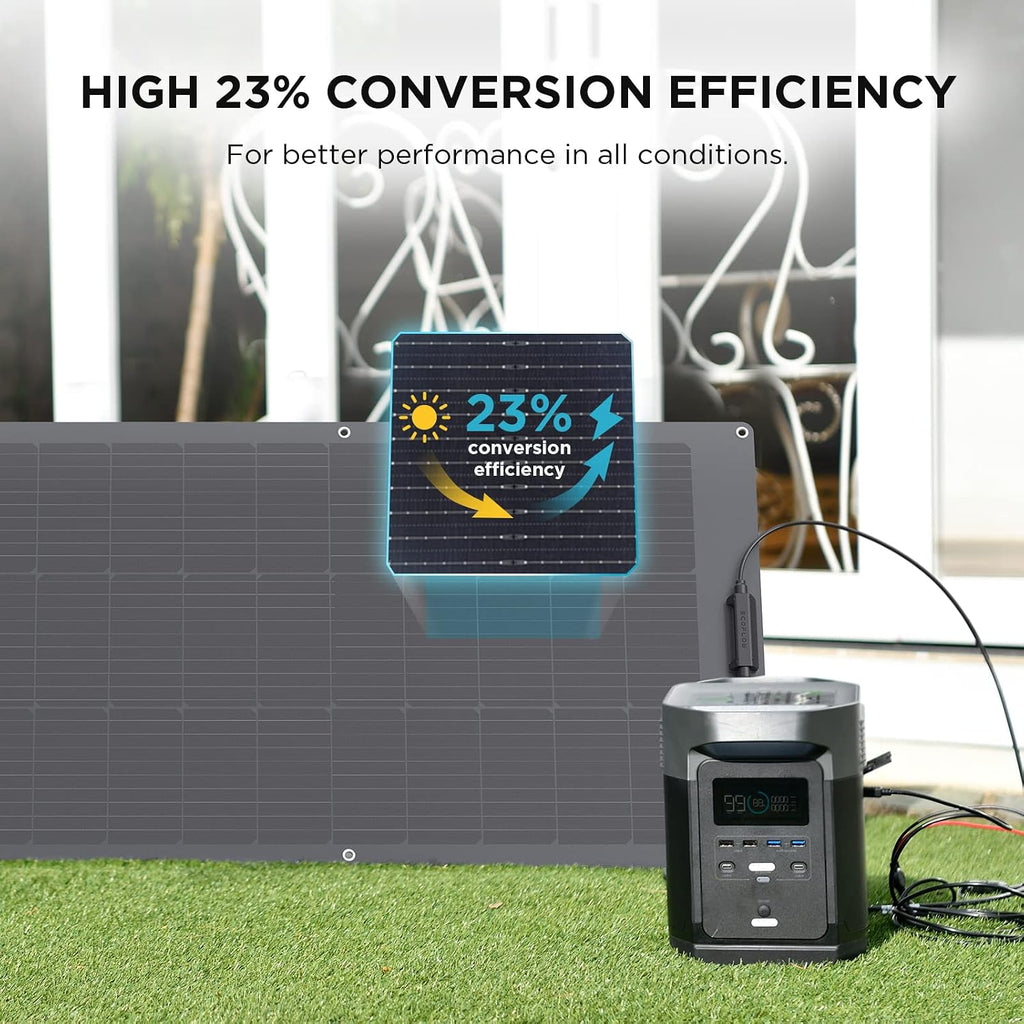 EF ECOFLOW 100W Flexible Solar Panel with High Efficiency Solar Modules, IP68 Waterproofing, Ideal for Off-Grid Solar Panel Kits, PV Charging, Power Kits & Ecosystem