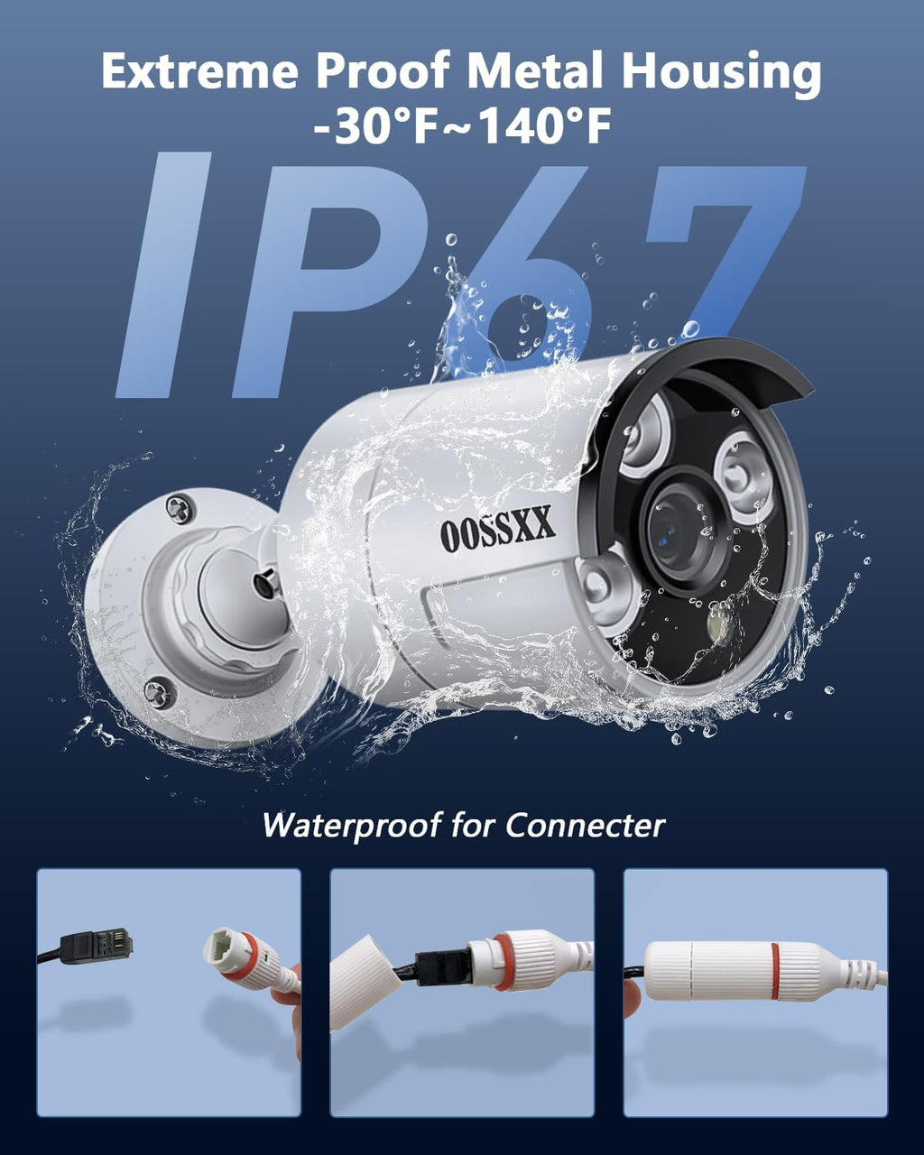 OOSSXX Outdoor Wired Security Camera System PoE Outdoor Surveillance Video Cameras Systems with Monitor