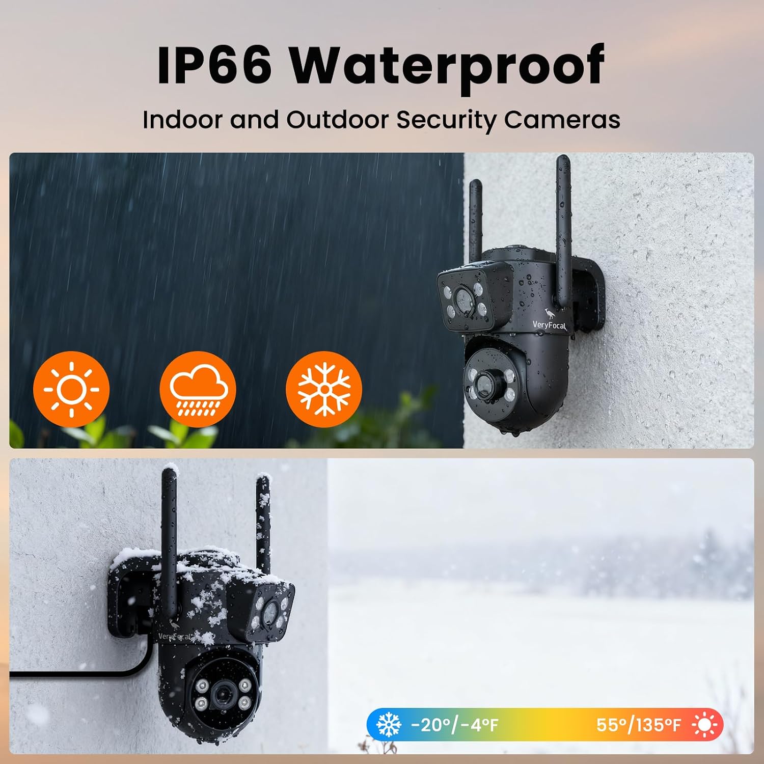 Dual Lens Wireless Security System, 4PCS 2-in-1 Cameras, 4K 10CH NVR, 500GB HDD, 24/7 Recording, WiFi 6 Mesh Long Range, No Subscription, AI Tracking, IP66 Waterproof for Home Office Outdoor