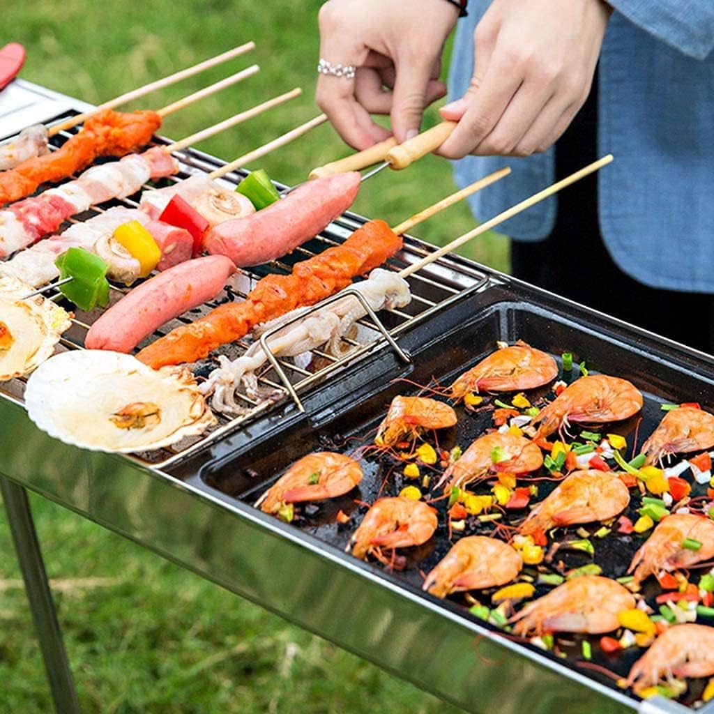 IRYZE Portable Charcoal Grill Portable Stainless Steel Grill Outdoor Folding BBQ Barbecue Charcoal Grill Tool Kits for Cooking Picnic BBQ Grill for Outdoor