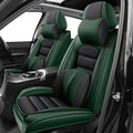 Car Seat Covers for CRV,for Honda CRV 2007-2024 2025,Waterproof Leather Seat Covers,Compatible Airbag,Front Set Comfort Car Seat Protectors for Most Cars(Pillows,Black&Green)