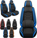Car Seat Covers Full Set for Honda Civic 2000-2025,Durable Waterproof Luxury Universal,Easy to Install Napa Leather Cover Set for Cars,Front Seats,with Pillow,Black Blue