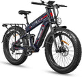 FREESKY Dual Battery Electric Bike for Adults, 48V 45AH 200 Miles Long Range E Bike, 4000W Motor 40MPH+, 26' Fat Tire Fast Mountain EBike, Full Suspension & Hydraulic Brakes, UL 2849 Certified by TÜV