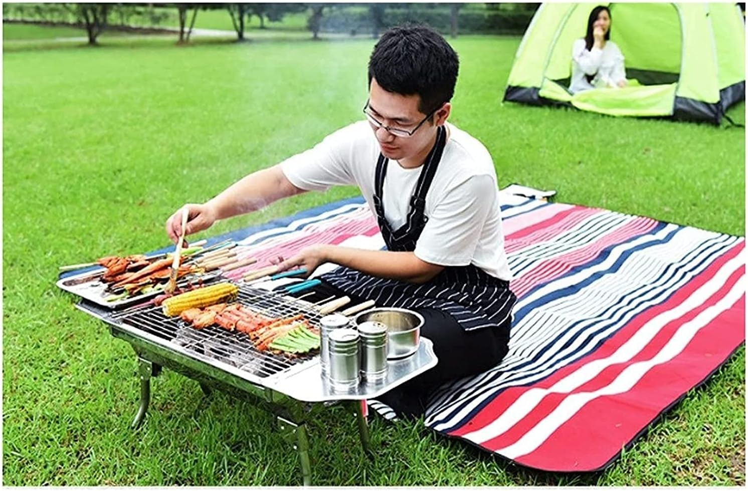 IRYZE Portable Charcoal Grill Portable Barbecue Grill Folding BBQ Charcoal Grill for Outdoor Camping Hiking Cooking Picnic BBQ Grill for Outdoor