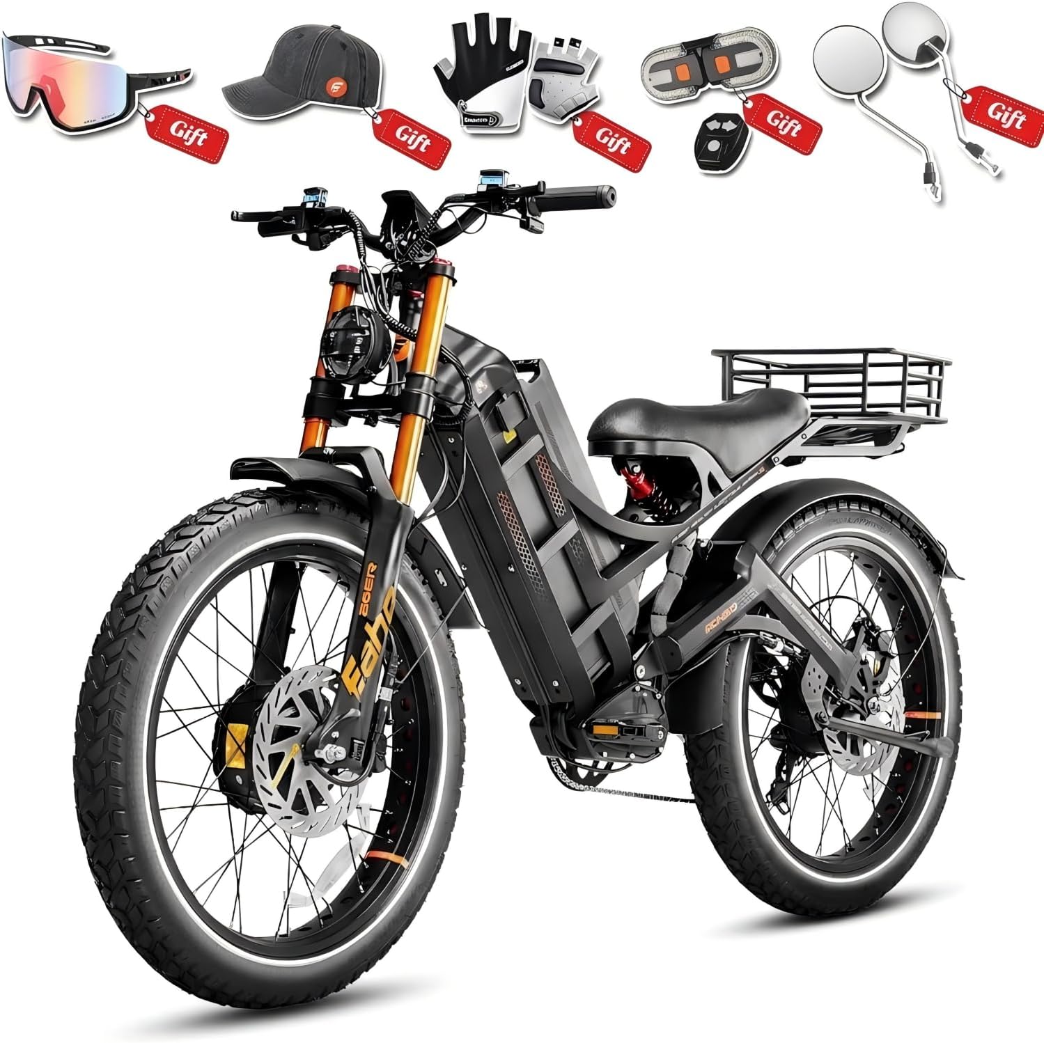 eAhora Romeo Pro 3 [2026] Peak 5600W Electric Bike for Adults 50Mph, 60V 80Ah Battery 250 Miles,Long Range Dual Motors Ebike,26'*4.0 Fat Tire Full Suspension