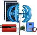 1000W Wind Solar Kit With Controller And Inverter: 2*100W Solar Panels + 800W 12V/24V Wind Turbine Generator + 2000W Inverter Suitable For Home RV Cabin Off-grid System ( Color : Blue , Size : 12V )