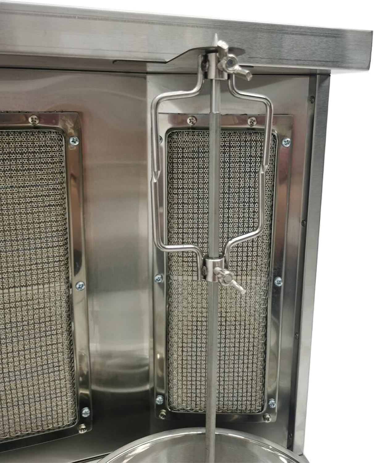 LP Gas Shawarma Gyro Grill 3 Burners Commercial Stainless Steel Vertical Broiler Kebab Machine Adjustable Temperature with Meat Catch Pan and Rotating Doner for Home Restaurant Kitchen