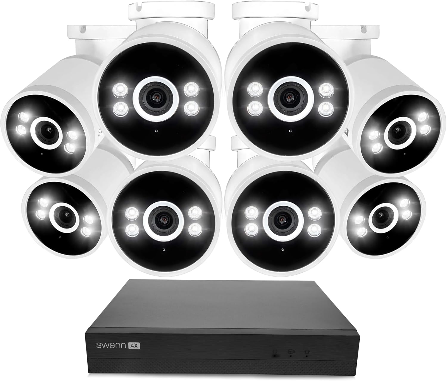 Swann AdvancedX Wired NVR 4K Security Camera System, 8 Channels, 8 PoE Cameras Outdoor, 1TB HDD Storage, Color Night Vision, Smart AI Video Analytics/Alerts, Advanced Motion Detection, 24/7 Recording