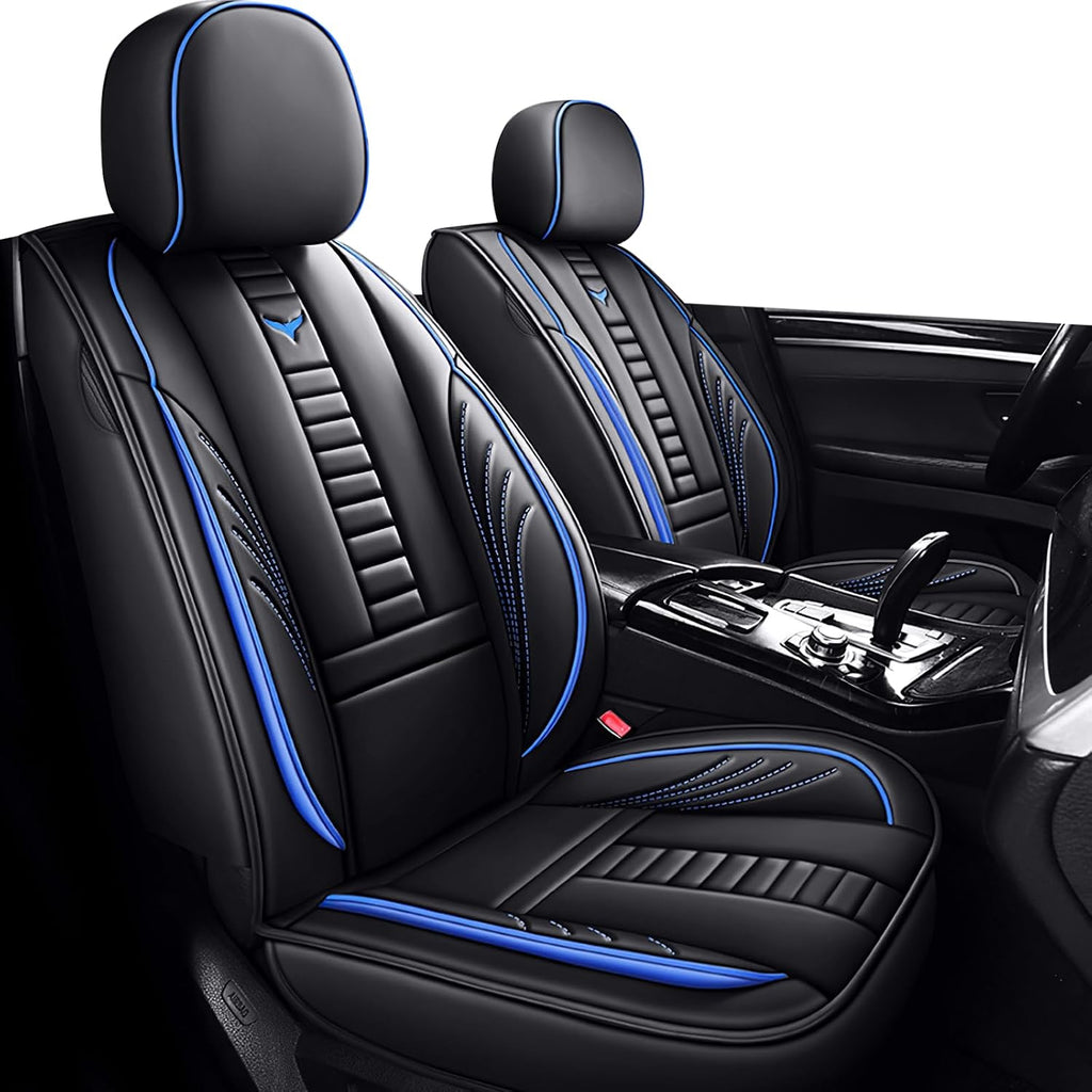 Front Car Seat Covers for Dodge Dart 2000-2025, Waterproof Heavy Duty Durable Seat Covers, Car Seat Protector with Storage Pocket, Car Seat Cushion Easy to Install Cover Set(Blue,Black)
