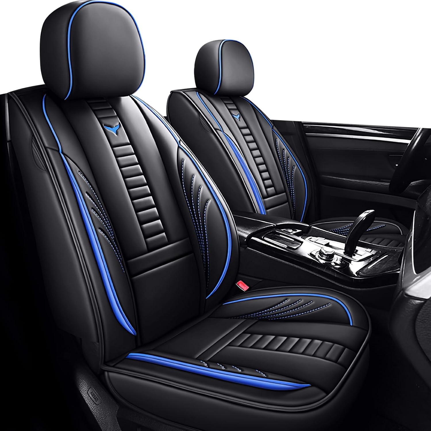 Front Car Seat Covers for Dodge Dart 2000-2025, Waterproof Heavy Duty Durable Seat Covers, Car Seat Protector with Storage Pocket, Car Seat Cushion Easy to Install Cover Set(Blue,Black)
