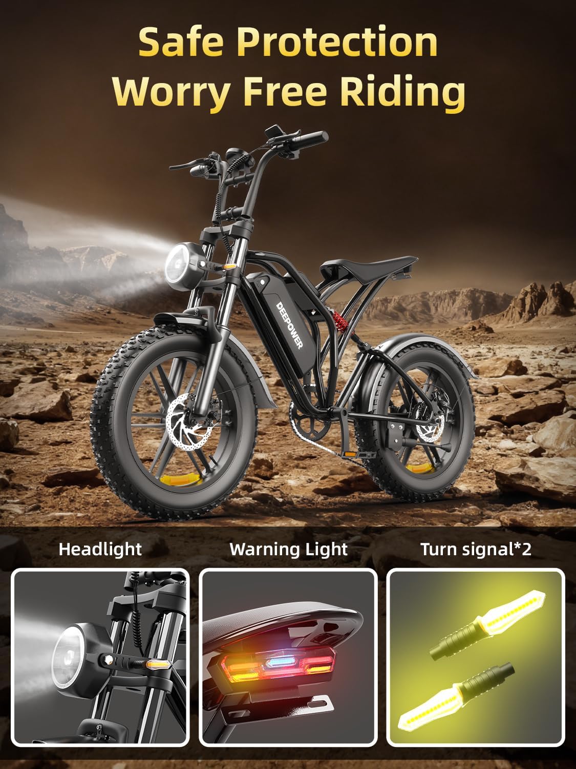 Rideon Electric Bike for Adults,1500W Peak Motor Ebike, Up to 120Miles 32MPH, Fat Tire Electric Bike with 48V 13AH /20AH/25AH Removable Battery