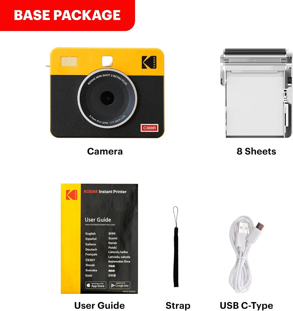 Kodak Mini Shot 3 Retro 4PASS 2-in-1 Instant Digital Camera and Photo Printer (3x3 inches)