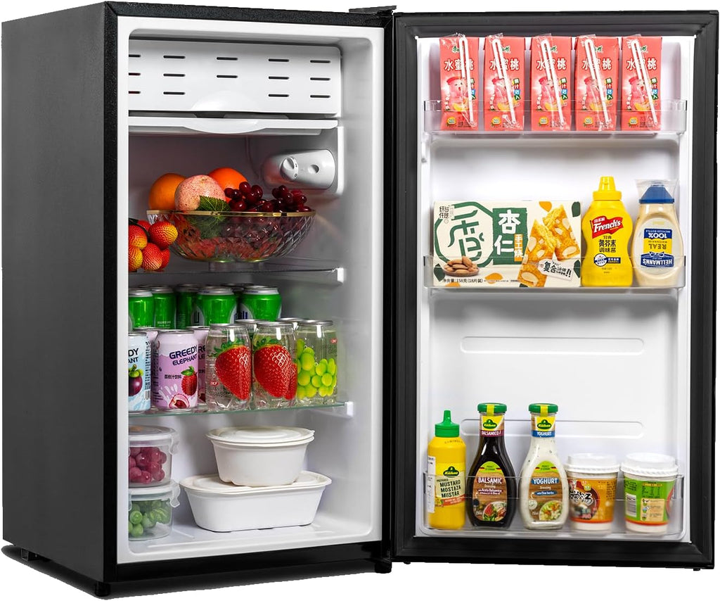 3.1 Cu.Ft Mini Fridge with Single Door, Small Refrigerator with Adjustable Thermostat & Removable Glass Shelves, Mini Fridge for Bedroom, Office, Dorm, Black