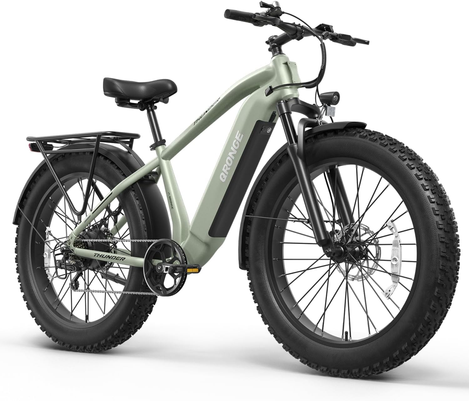 QRONGE Electric Bike for Adults 1800W Peak, 26' Fat Tire Ebike, Adult Electric Bicycles, 28MPH(PAS Mode) Electric Mountain E Bike, Up to 70 Miles, 7 Speed, Rear Rack, Fenders