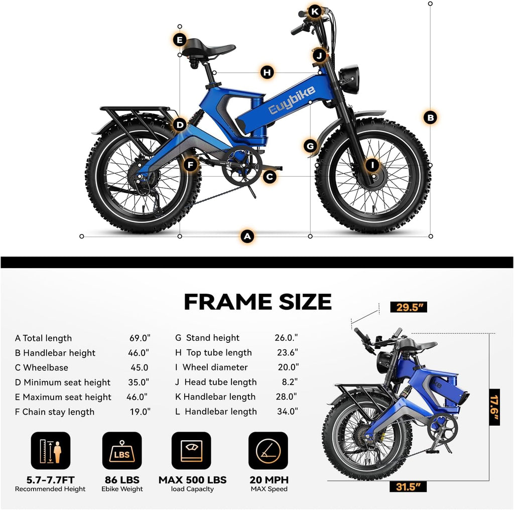 2000W/3000W Peak Motor Electric Bike for Adults, 48V/52V 25AH/30AH Battery Full Suspension Foldable Ebike, 20'x4.0' Fat Tires 35MPH Dirt Bike, 100/120 Miles Hydraulic Brake Magnesium Alloy Motorcycle
