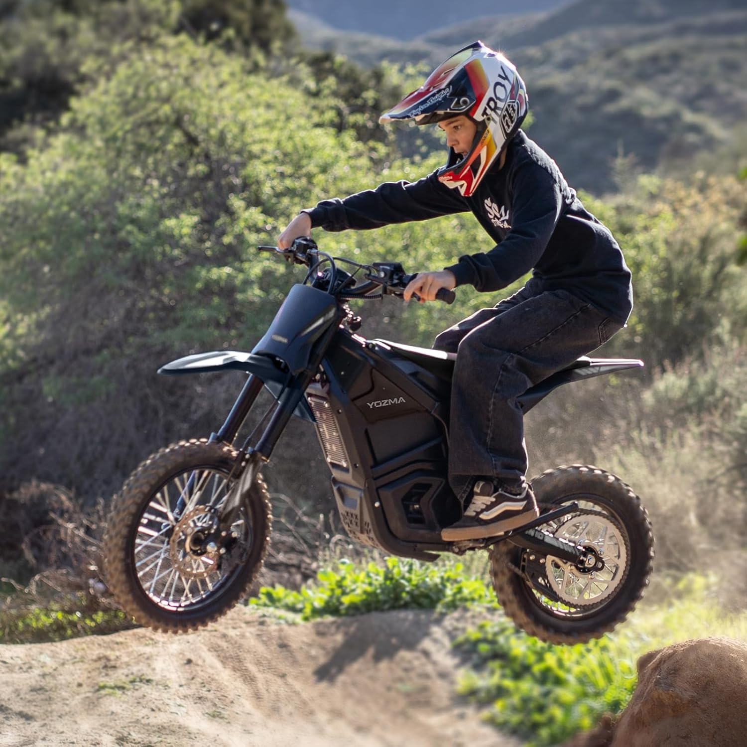 Yozma IN10 Electric Dirt Bike, 2600W 40MPH Electric-Motorcycle with 48V/23AH Battery Ebike, Full Hydraulic Brakes and Suspensions Mountain Off-Road E Dirt Bike, for Teens & Adults (Shadow Black)