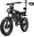 HAPPYRUN Dual Motor Electric Bike for Adults 5000W Peak Removable 38Ah Battery All-Terrain 20' Fat Tire Ebike 36MPH 85+ Miles Hydraulic Disc Brake Electric Dirt Bike G70 Pro