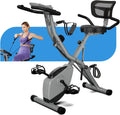 USLIM Foldable Exercise Bike Stationary Bikes for Home, 5 IN 1 Indoor Workout Bike, Cycling Bike with 16-Level Quiet Magnetic Resistance, 6.6 LBS Flywheel and 300LBS Capacity for Senior and Home Workout