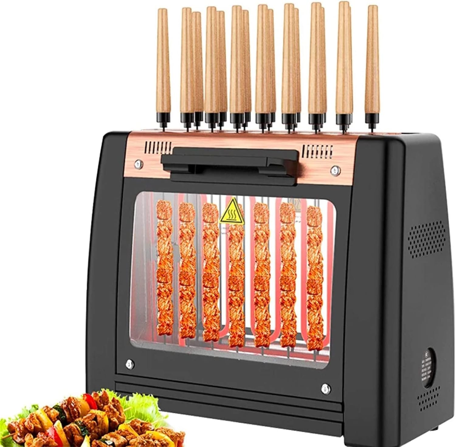 Electric Barbecue Grill and 1200W Smokeless Vertical Grill,360°Automatic Rotating Lamb Skewers Grill, Kebabs,Skewers Roasts,Easy to Clean:Patio,Lawn,Garden
