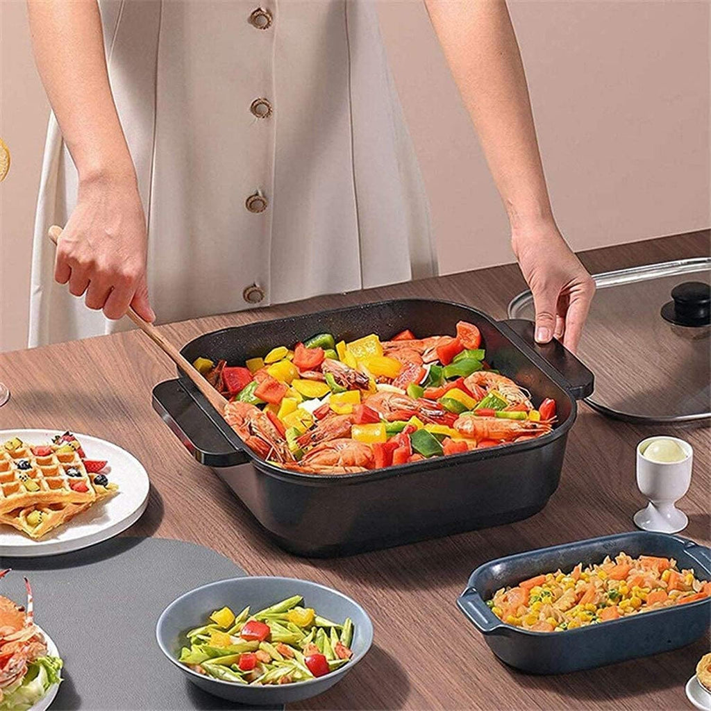 BBQ Smokeless Grill 2 in 1 BBQ Hot Pot One Pot Dual Control Dual Temperature Detachable Separate Electric Hot Pot Family Party Smoke-free Healthy
