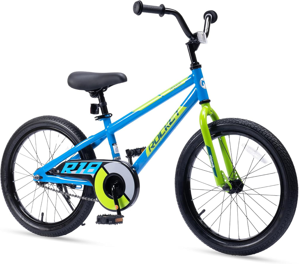 Chipmunk Rocket Kids Bike Toddlers 18 Inch Wheel Bicycle Beginners Boys Girls Ages 6-9 Years with Training Wheel, Multiple Colors