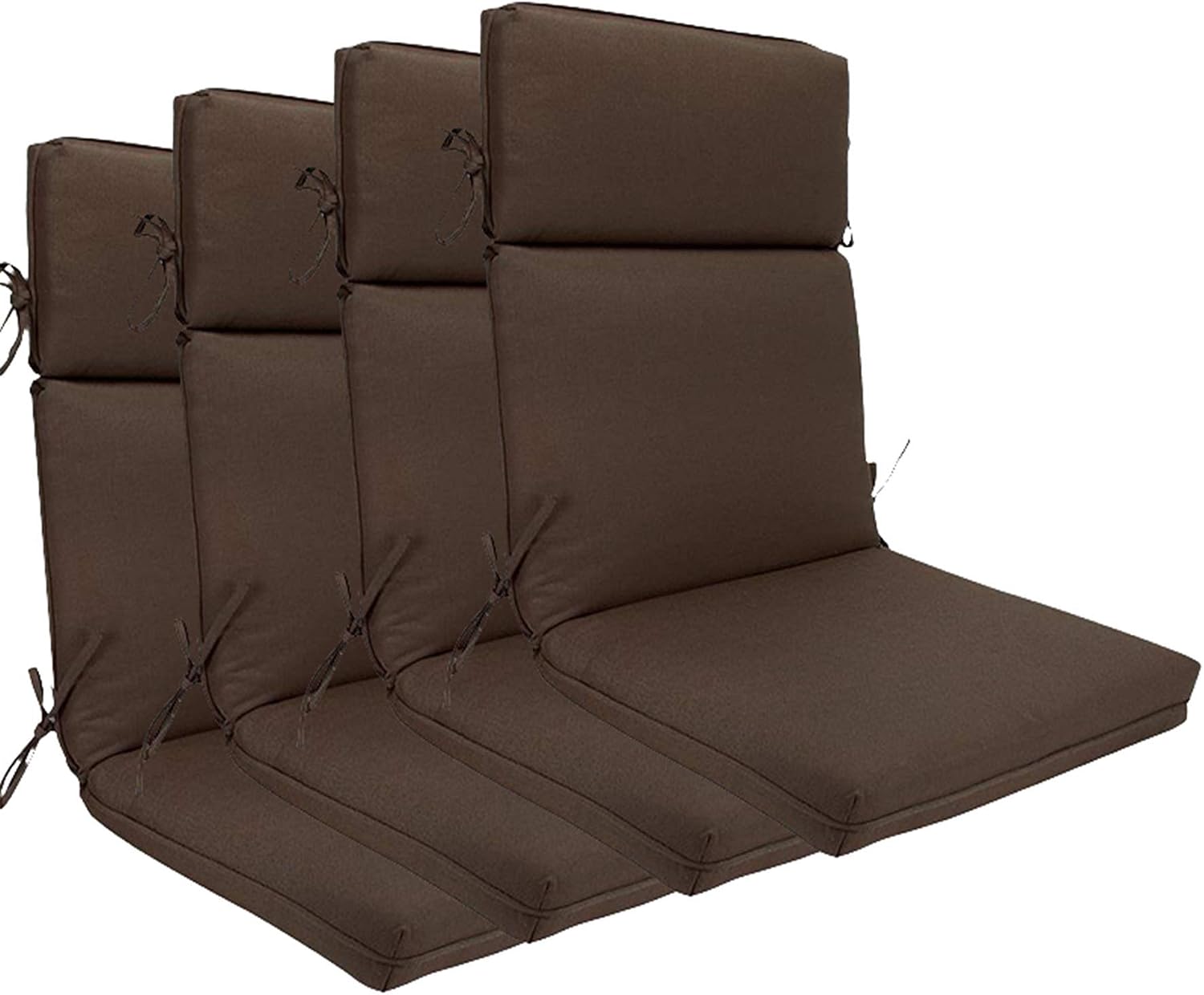 Indoor Outdoor High Back Chair Cushions Replacement Patio Chair Seat Cushions Set of 4 (Olefin Coffee/Chocolate)
