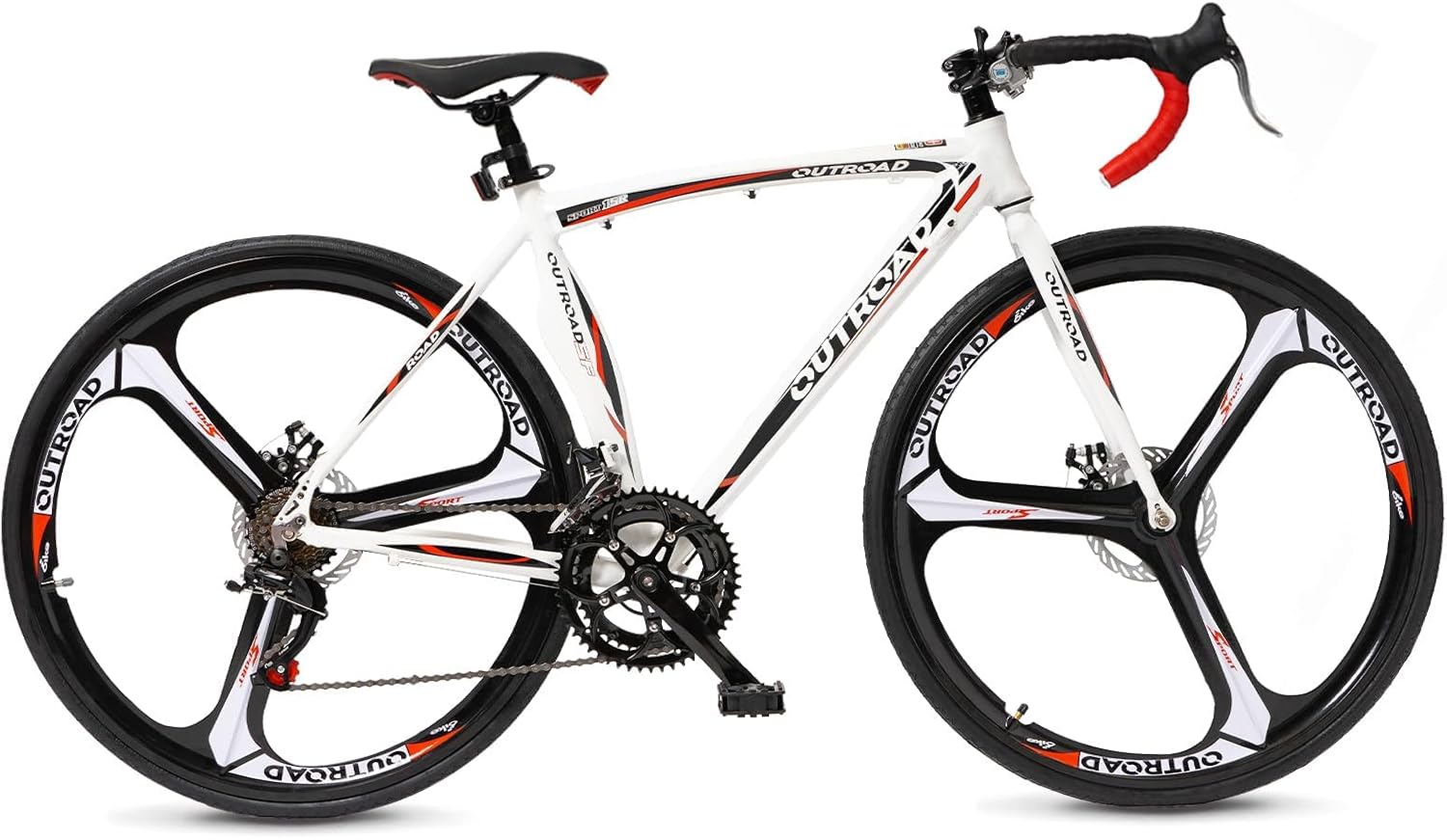 700C Wheel 21/14 Speed Road Bike with Light Weight Aluminum Alloy Frame, Commuter Bicycle with Dual Disc Brakes for Men and Women, Adult Faster Racing Bike, Red/Blue